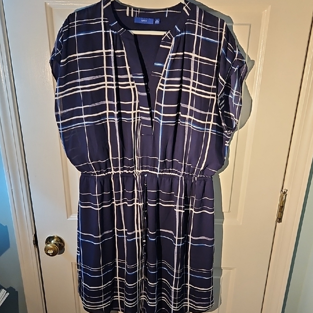 Apt. 9 Navy Blue Plaid Midi Dress